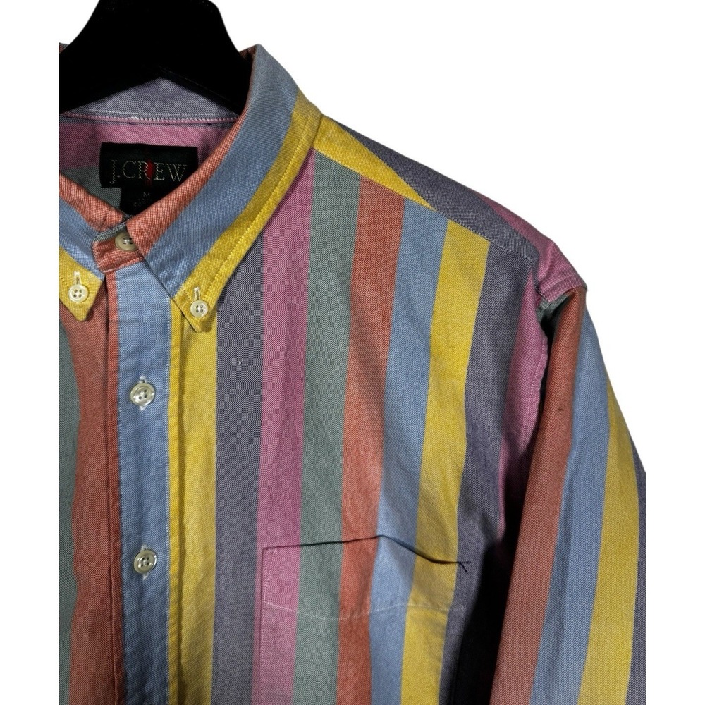 J.Crew Mens M Multi Color Stripe Cotton Oxford Button Down Shirt Long Sleeve - Picture 6 of 16